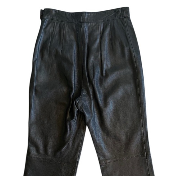 Escada Vintage Leather Pants Bootcut High Waist 90s - Black - Size 4 - Picture 3 of 7
